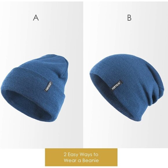 Furtalk Unisex Knit Beanie Acrylic Soft  Warm Winter Hats Toggle Closure - Picture 3 of 5